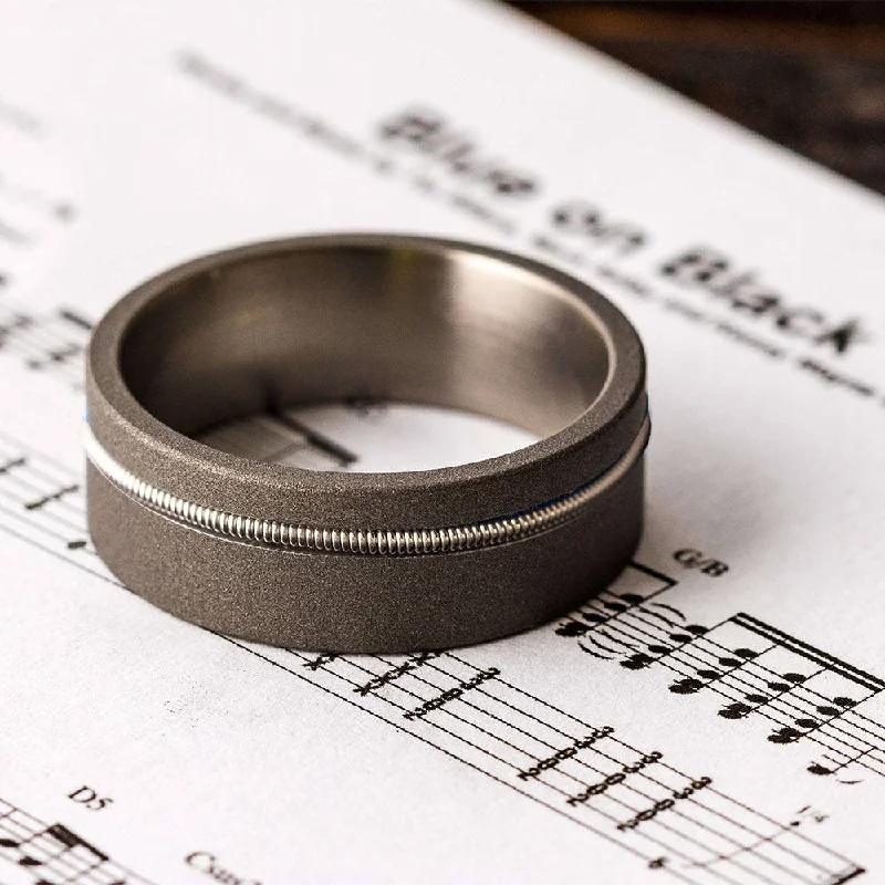 women's ring for girlfriend -Guitar String Ring for Musicians With Sandblasted Finish