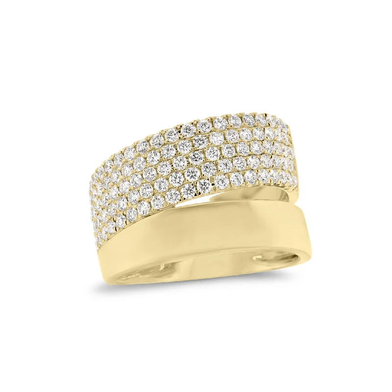 women's ring celestial rings -Pave Diamond & Gold Double Band Ring