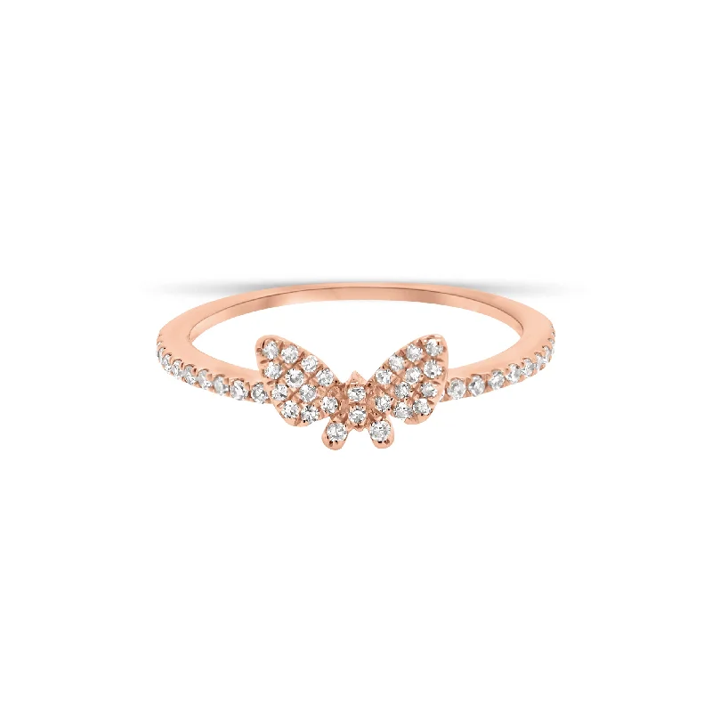 women's ring rose gold -Diamond Petite Butterfly Ring