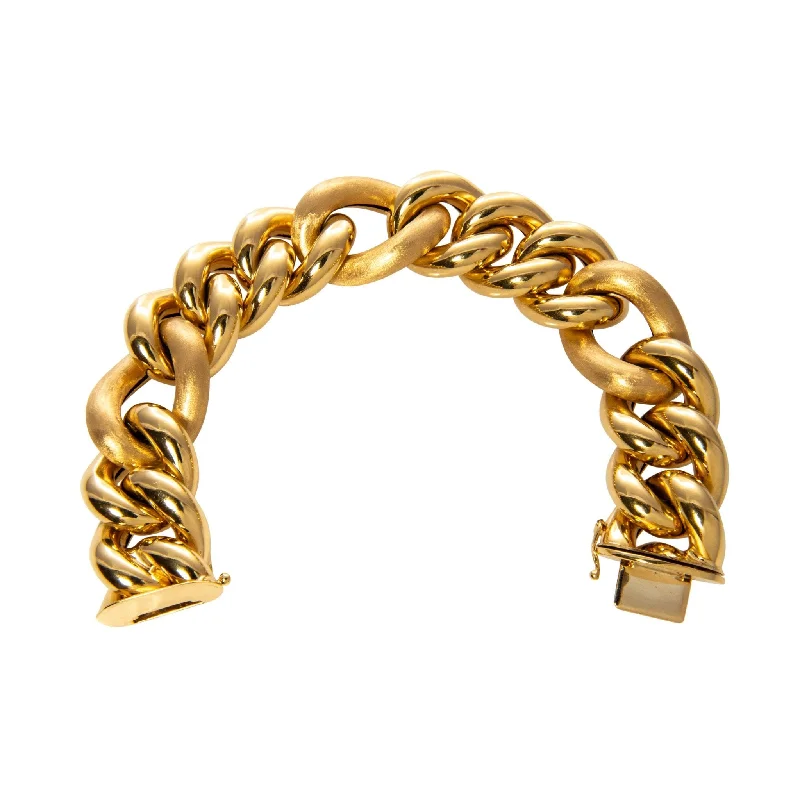 women's bracelets with sapphire -18K Yellow Gold Italian Mixed Curb Link Bracelet