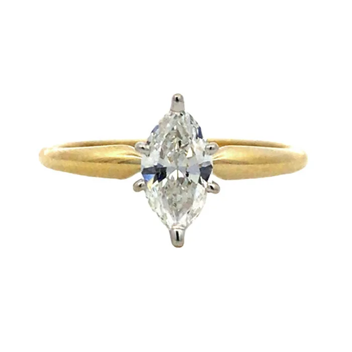 women's engagement rings stackable set -Estate .Marquise Diamond Solitaire Engagement Ring in 14K Yellow Gold