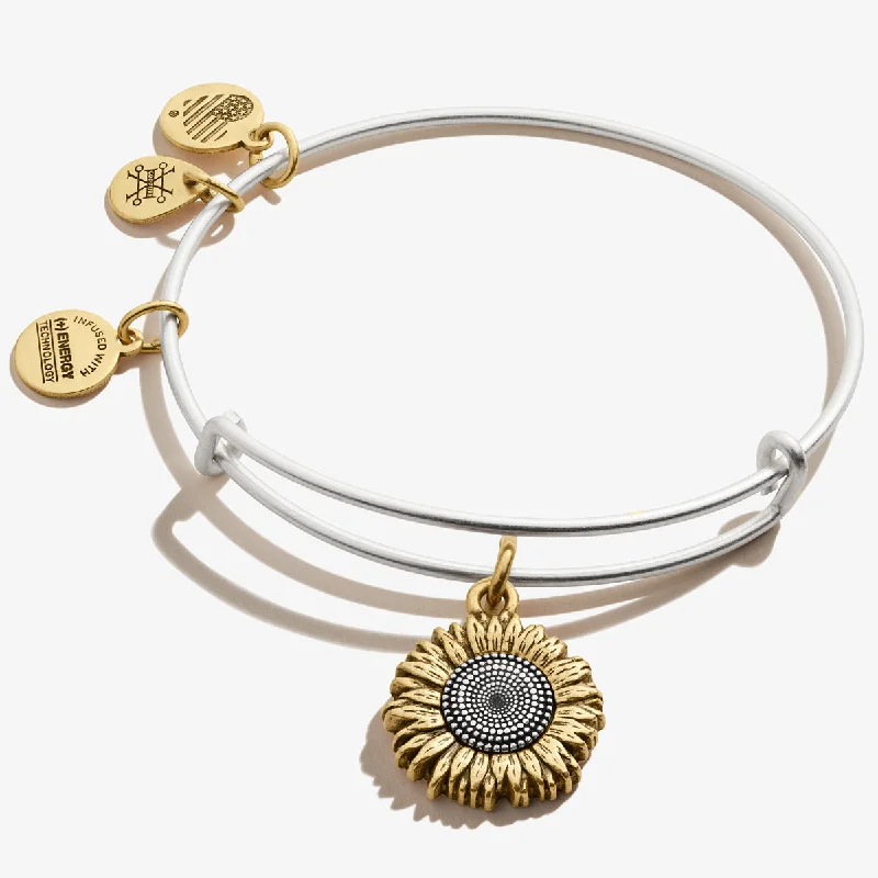 women's bracelets elegant pearls -Sunflower Charm Bangle