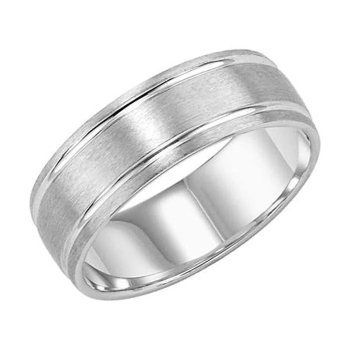 women's engagement rings bold and stylish -Goldman "Custom Collection" Wedding Band in 14K White Gold