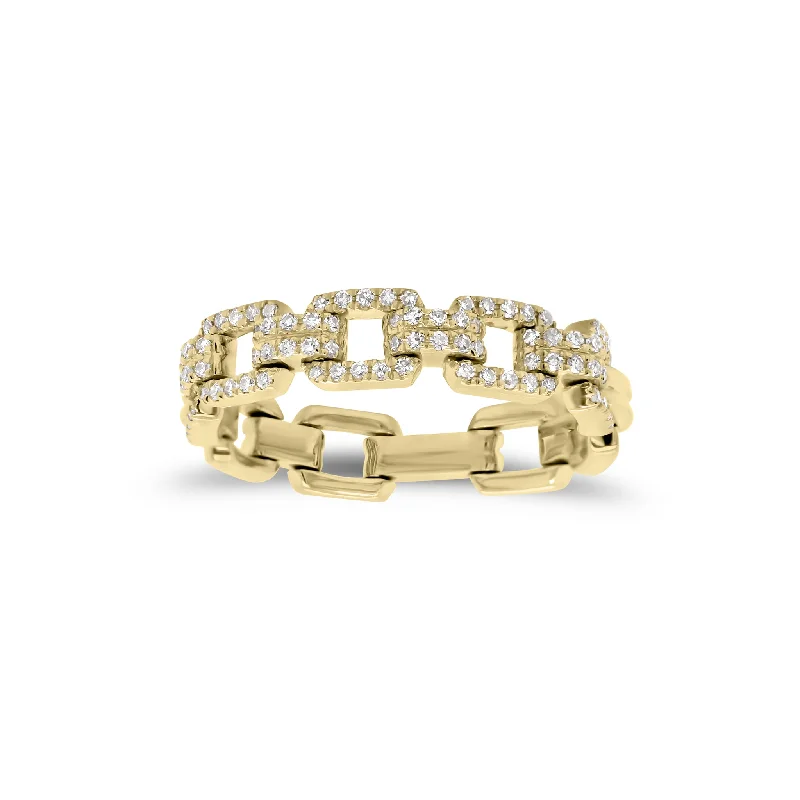 women's ring for anniversary -Diamond Square Flexible Chain Ring