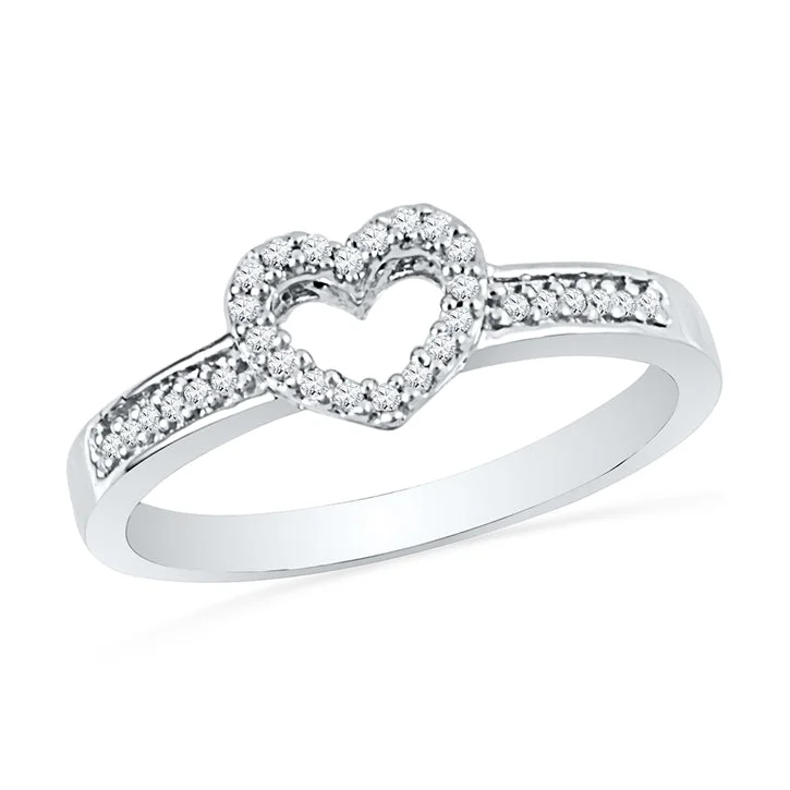 women's ring white gold -Dazzling Diamond Heart Promise Ring