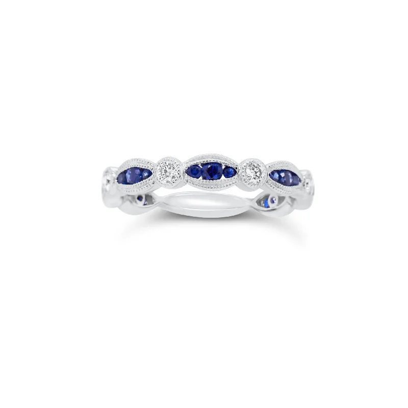 women's ring statement piece -Sapphire & Diamond Stackable Ring