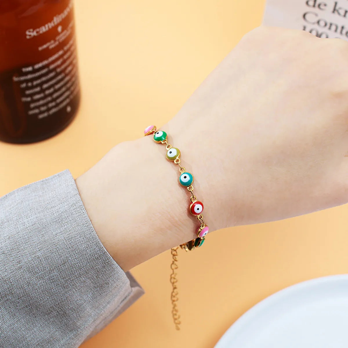 women's bracelets with opal -Fashion Eye Titanium Steel Inlaid Gold No Inlaid Bracelets