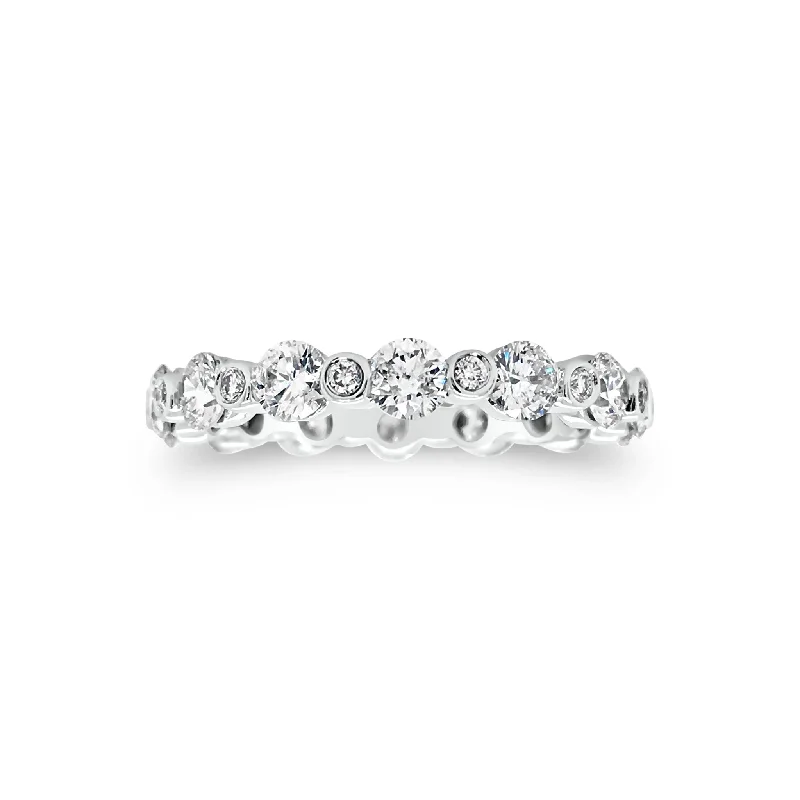 women's ring engraved -Single Prong Diamond Eternity Ring