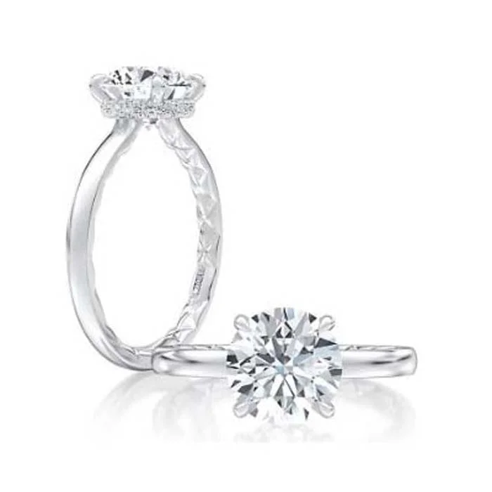 women's engagement rings tension setting -A. Jaffe Embellished Solitaire Engagement Ring Semi-Mounting in 14K White Gold