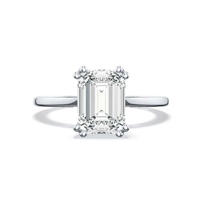 women's engagement rings ethically sourced -Tacori "Simply Tacori" Emerald-Cut Solitaire Engagement Ring Semi Mounting in 18K White Gold