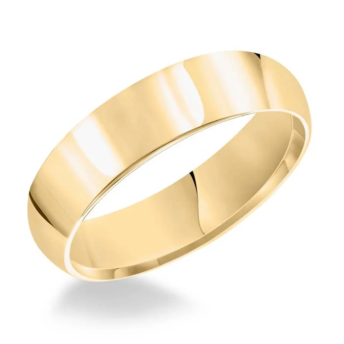 women's engagement rings twisted band -Goldman 6MM High Dome Wedding Band in 14K Yellow Gold