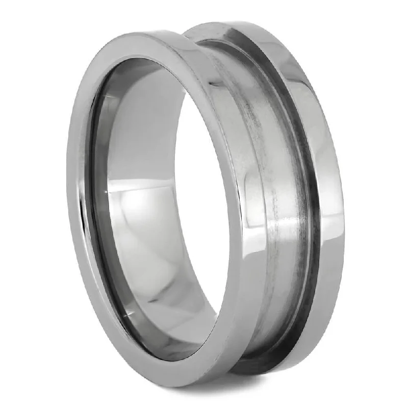 women's ring set -Modular Ring Core B, 8MM Titanium Ring with 1.5MM Edges