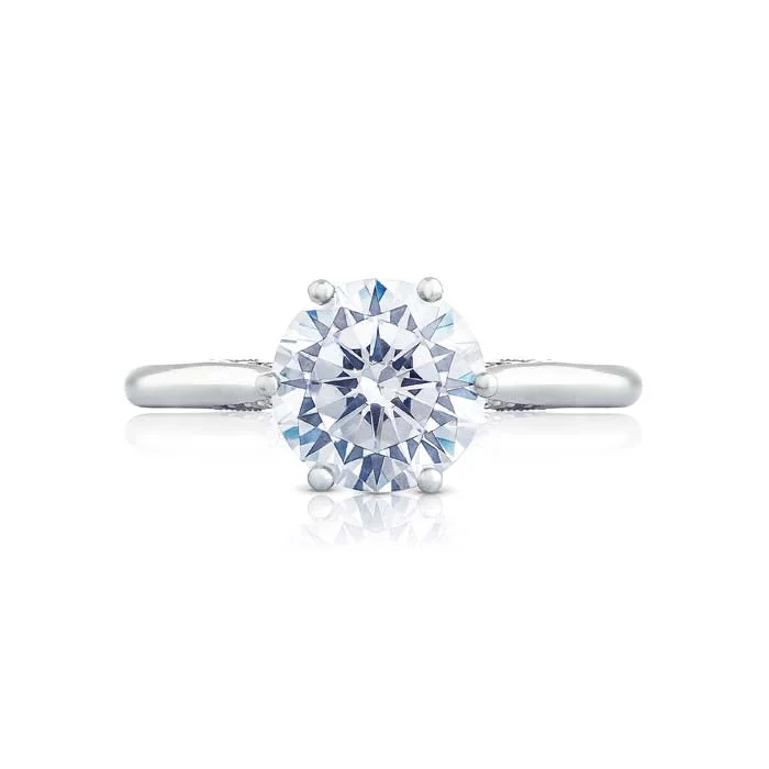 women's engagement rings customizable -Tacori "Simply Tacori" 6-Prong Solitaire Engagement Ring Semi-Mounting in 18K White Gold