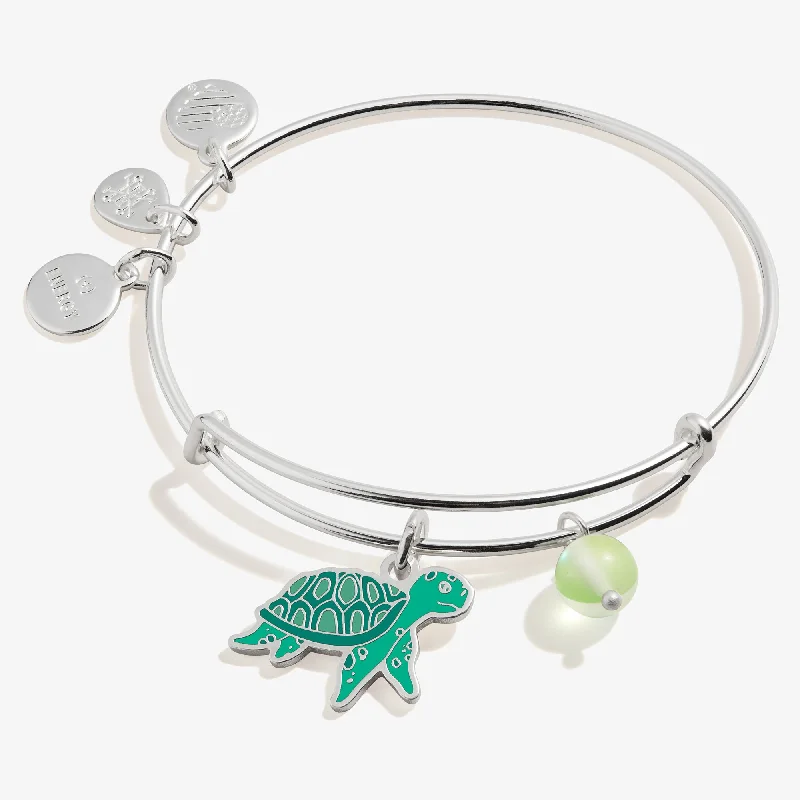 women's bracelets high fashion -Turtle Duo Charm Bangle Bracelet