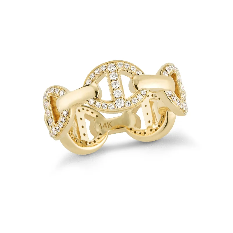 women's ring halo style -Diamond Chain Link Ring