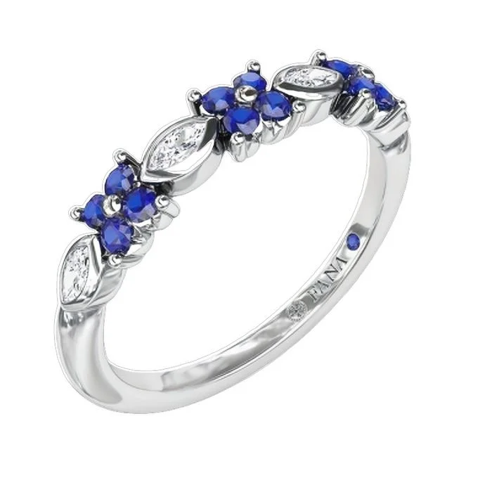 women's engagement rings vintage style -Fana Sapphire and Diamond Wedding Band in 14K White Gold