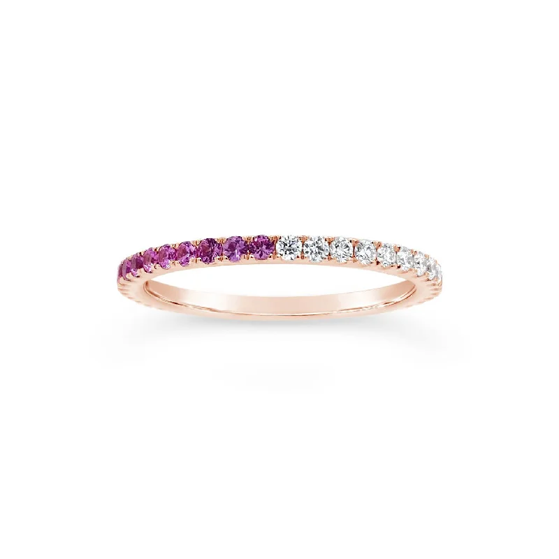 women's ring emerald -Gradient Diamond & Pink Sapphire Eternity Ring