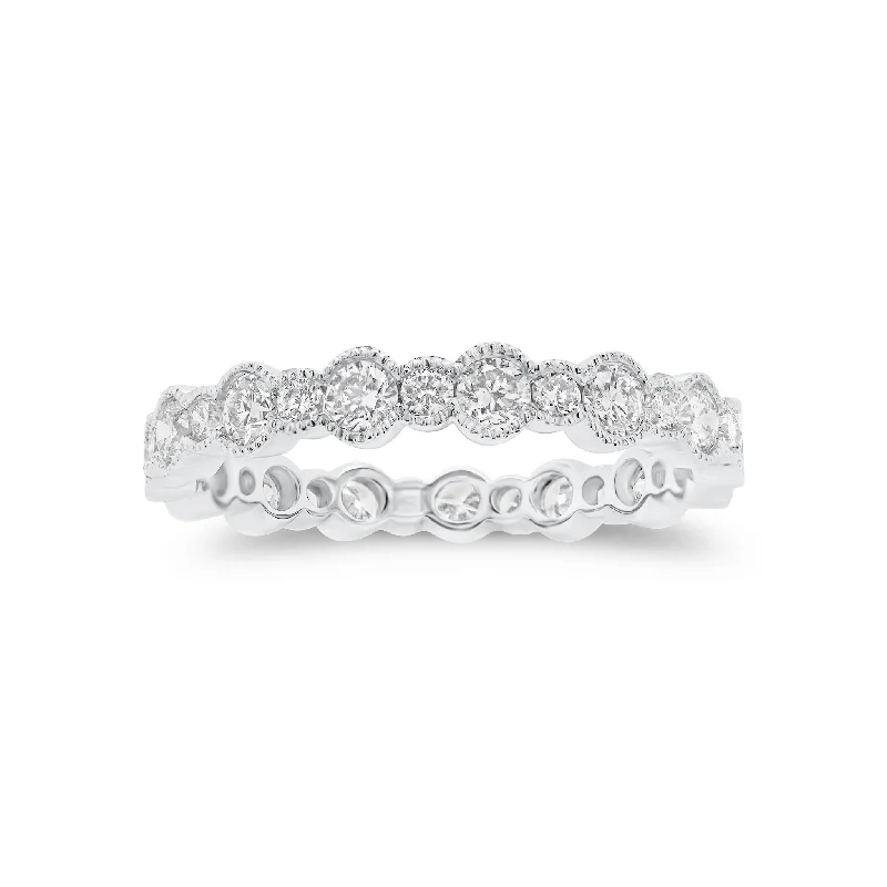 women's ring with ruby -Diamond Milgrain Eternity Ring