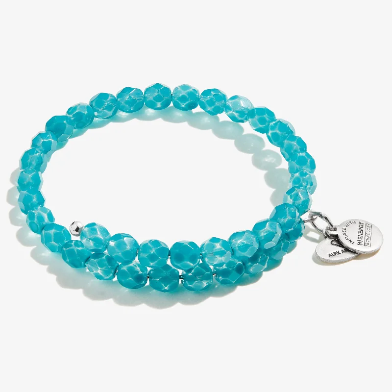 women's bracelets boho style -Transparent Beaded Wrap Bracelet, Turquoise