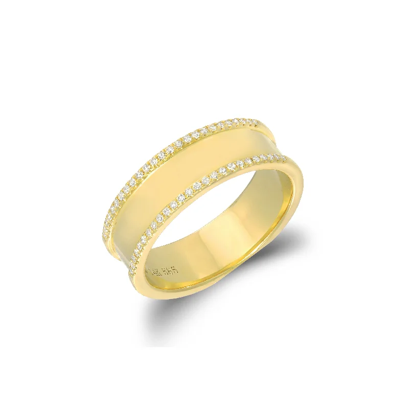 women's ring dainty silver -Diamond Outlined Gold Ring