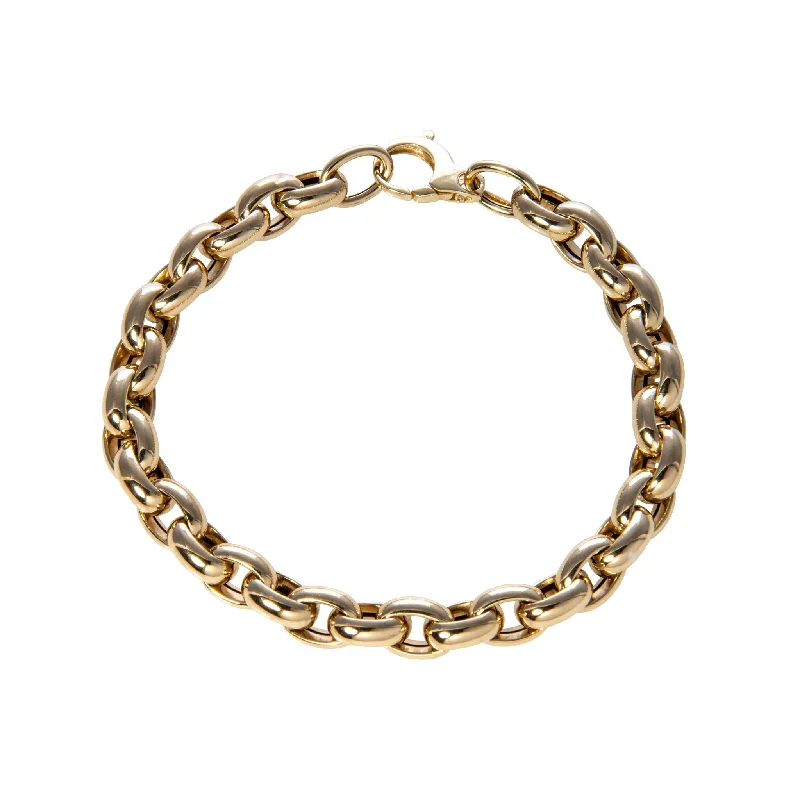 women's bracelets infinity charm -14K Yellow Gold Italian Small Chunky Oval Link Bracelet