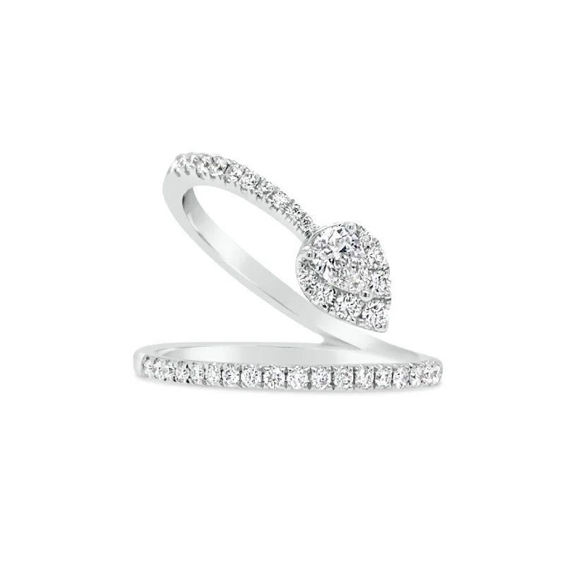 women's ring luxury collection -Diamond Wave Ring with Diamond Pear