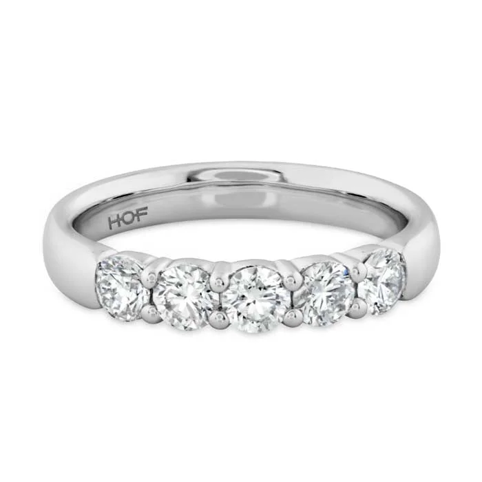 women's engagement rings hypoallergenic -Hearts On Fire .70-.80CTW Signature 5-Stone Wedding Band in 18K White Gold