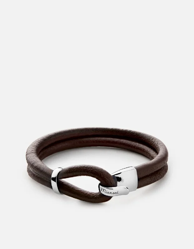 women's bracelets with ruby -Beacon Leather Cord, Sterling Silver