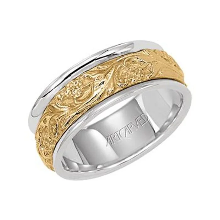 women's engagement rings luxury fashion -ArtCarved "Lyric" Wedding Band in 14K Yellow and White Gold