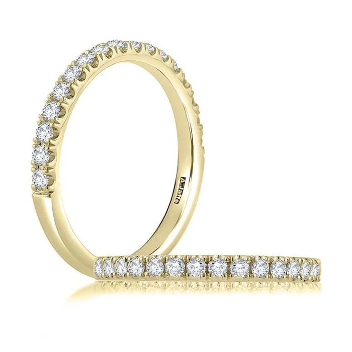 women's engagement rings boho style -A. Jaffe Pave' Diamond Wedding Band in 14K Yellow Gold