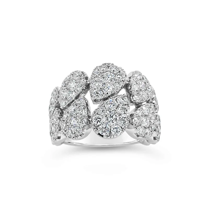 women's ring dainty everyday wear -Diamond Teardrops Ring