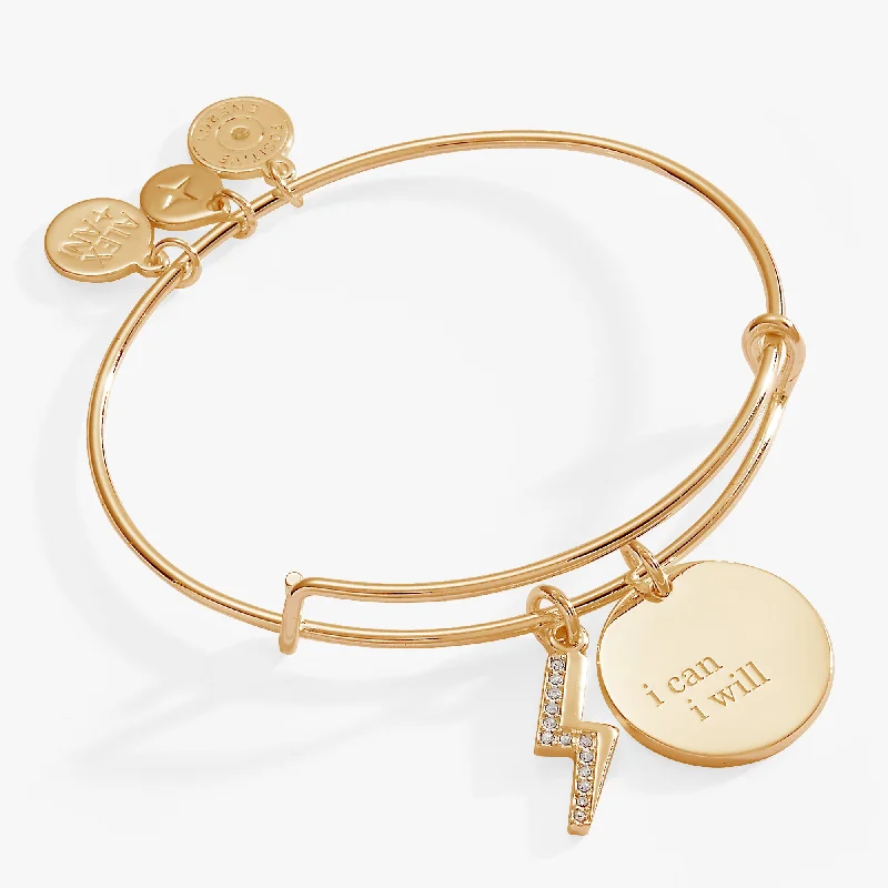 women's bracelets gold -“I Can, I Will” Duo Charm Bangle