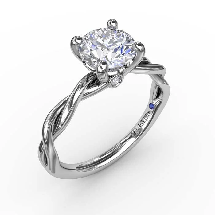 women's engagement rings butterfly motif -Fana Elegantly Twisted Engagement Ring Semi-Mounting in 14K White Gold