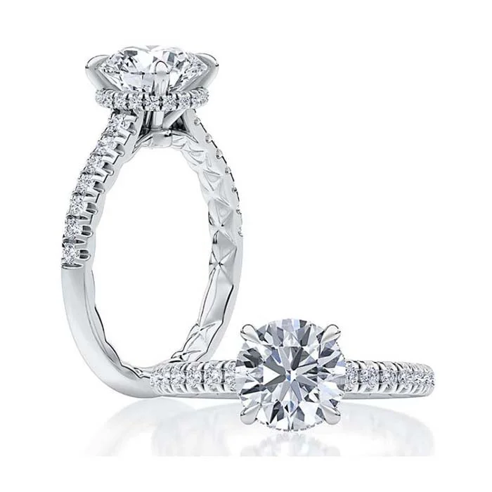 women's engagement rings nature inspired -A. Jaffe Hidden Halo Round Engagement Ring Semi-Mounting in 14K White Gold