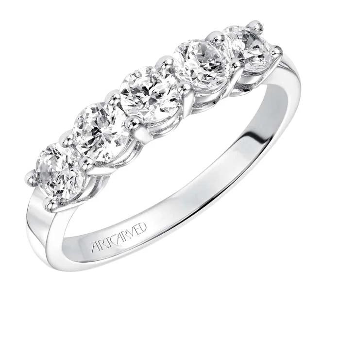 women's engagement rings engraved initials -ArtCarved Diamond Wedding Band in 14K White Gold