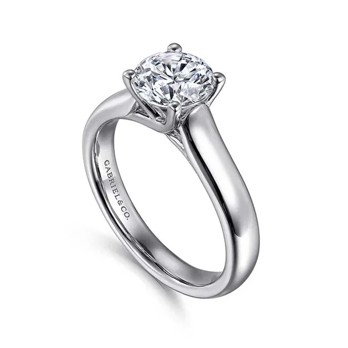 women's engagement rings diamond -Gabriel & Co. "Helen" Round Solitaire Engagement Ring Mounting in 14K White Gold