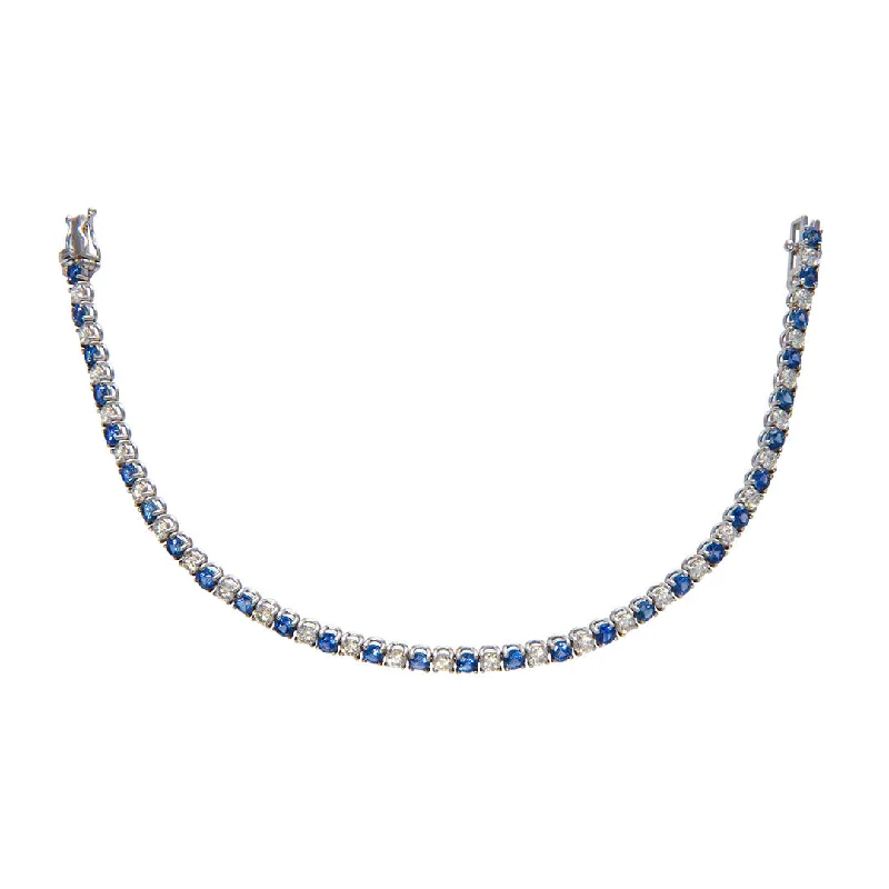 women's bracelets for casual wear -3.90ctw Sapphire & 2.55ctw Diamond 14K White Gold Tennis Bracelet