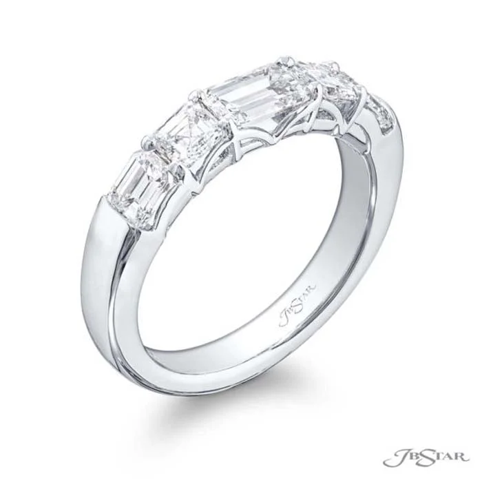 women's engagement rings stackable set -J B Star Emerald Cut and Asscher Cut Diamond Wedding Band in Platinum