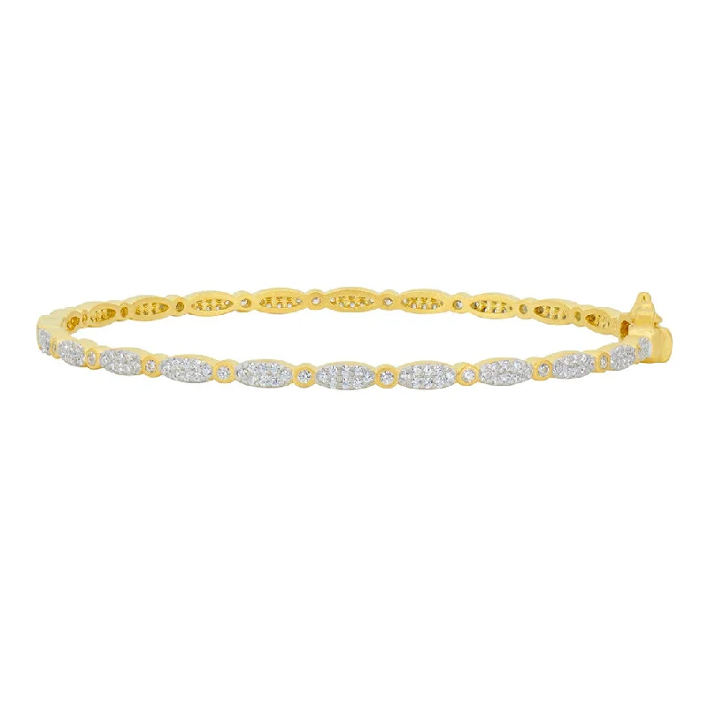 women's bracelets with charms -Freida Rothman Signature Marquise Pavé Thin Hinge Bangle