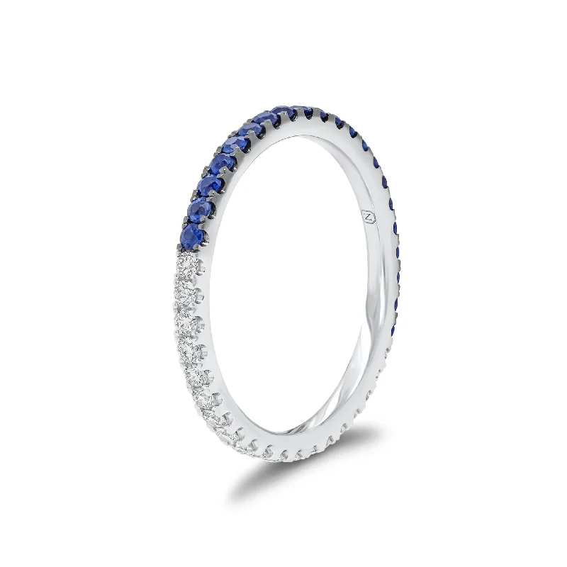 women's ring customizable -Diamond & Sapphire “Two-Tone” Stacking Ring