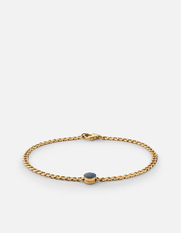 women's bracelets trendy styles -Eye of Time Type Chain Bracelet, Gold Vermeil/Blue