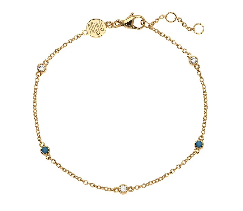 women's bracelets chain and bead mix -Goldbug Turquoise Scattered Sparkle Bracelet