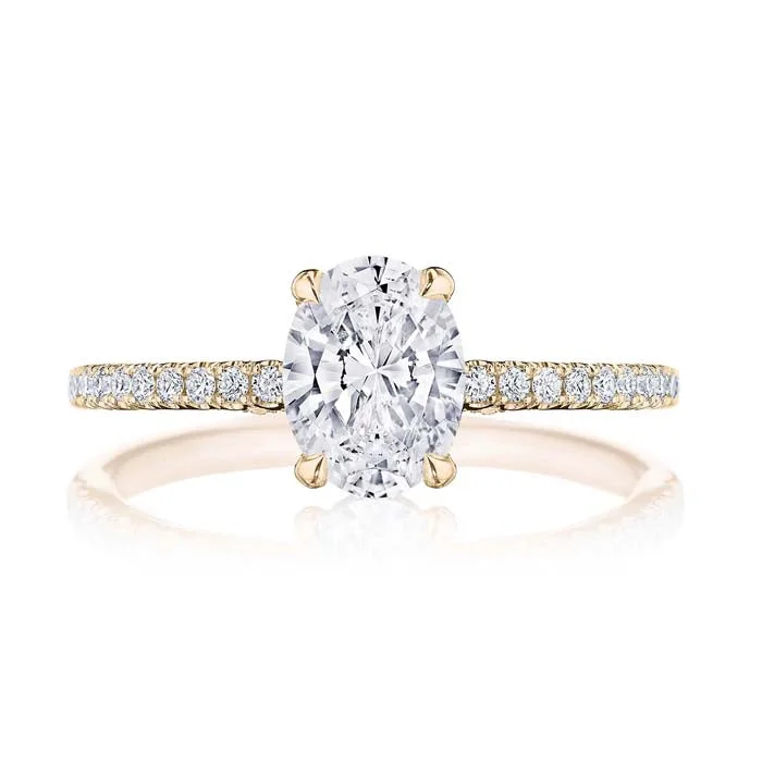 women's engagement rings with channel setting -Tacori "Simply Tacori" Oval Engagement Ring Semi-Mounting in 18K Rose Gold