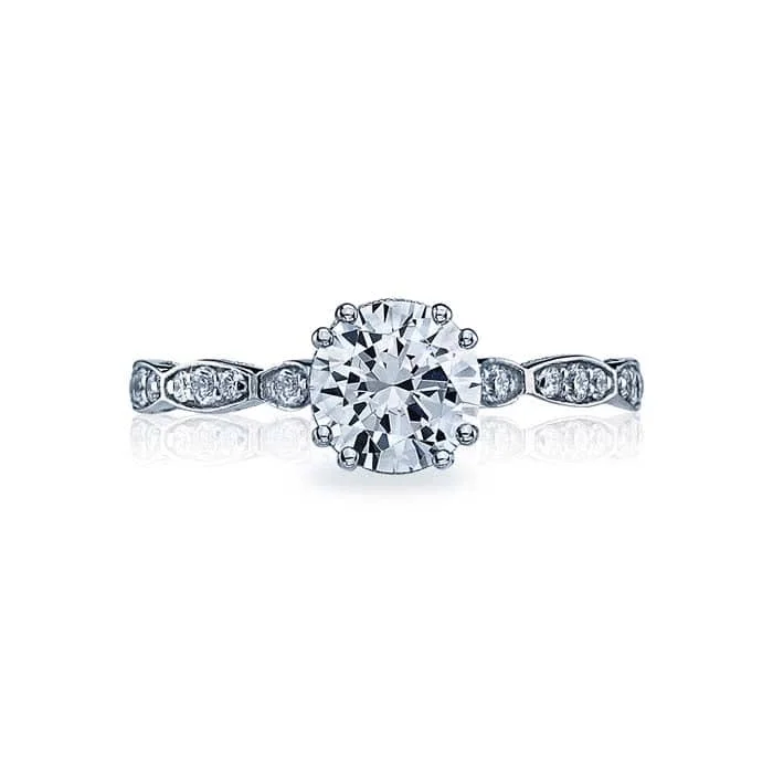 women's engagement rings white gold -Tacori Sculpted Crescent Complete Engagement Ring in 18K White Gold