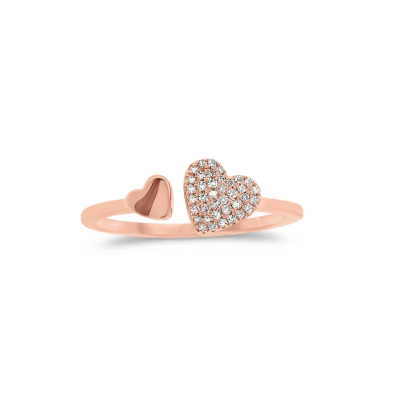 women's ring set -Diamond Heart Open Ring