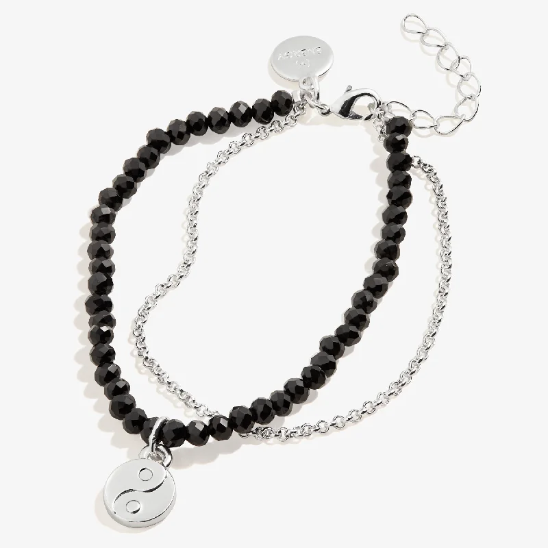 women's bracelets with cubic zirconia -Yin Yang Bead and Chain Bracelet