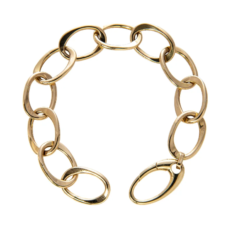 women's bracelets antique finish -18K Yellow Gold Italian Large Oval Link Bracelet