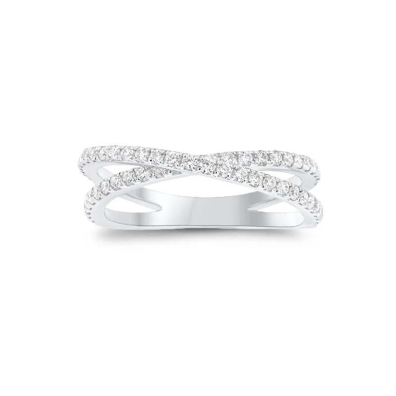 women's ring engagement -Diamond Slim Crossover Ring