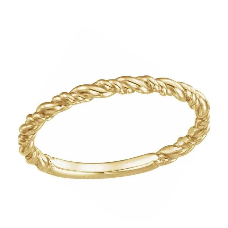 women's ring princess cut -Solid Gold Stackable Rope Ring