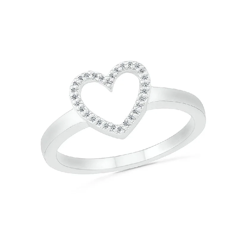 women's ring antique look -Elegant Diamond Heart Promise Ring